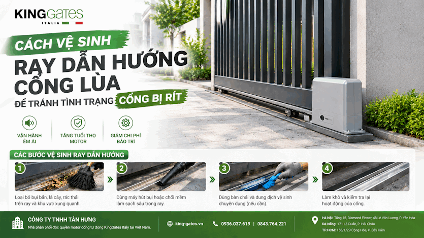 Cách vệ sinh ray dẫn hướng cổng lùa để tránh tình trạng cổng bị rít