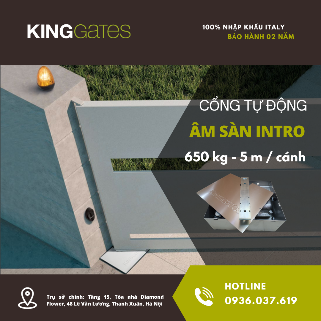 motor âm sàn intro24 inox304 lắp cho cổng biệt thự