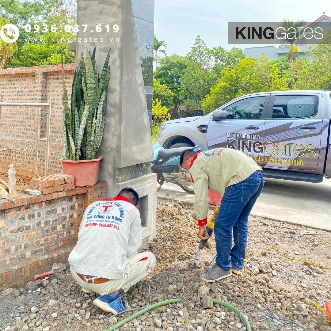 đào và xử lý hệ thống thoát nước khi lắp đặt motor âm sàn | KingGates Italy