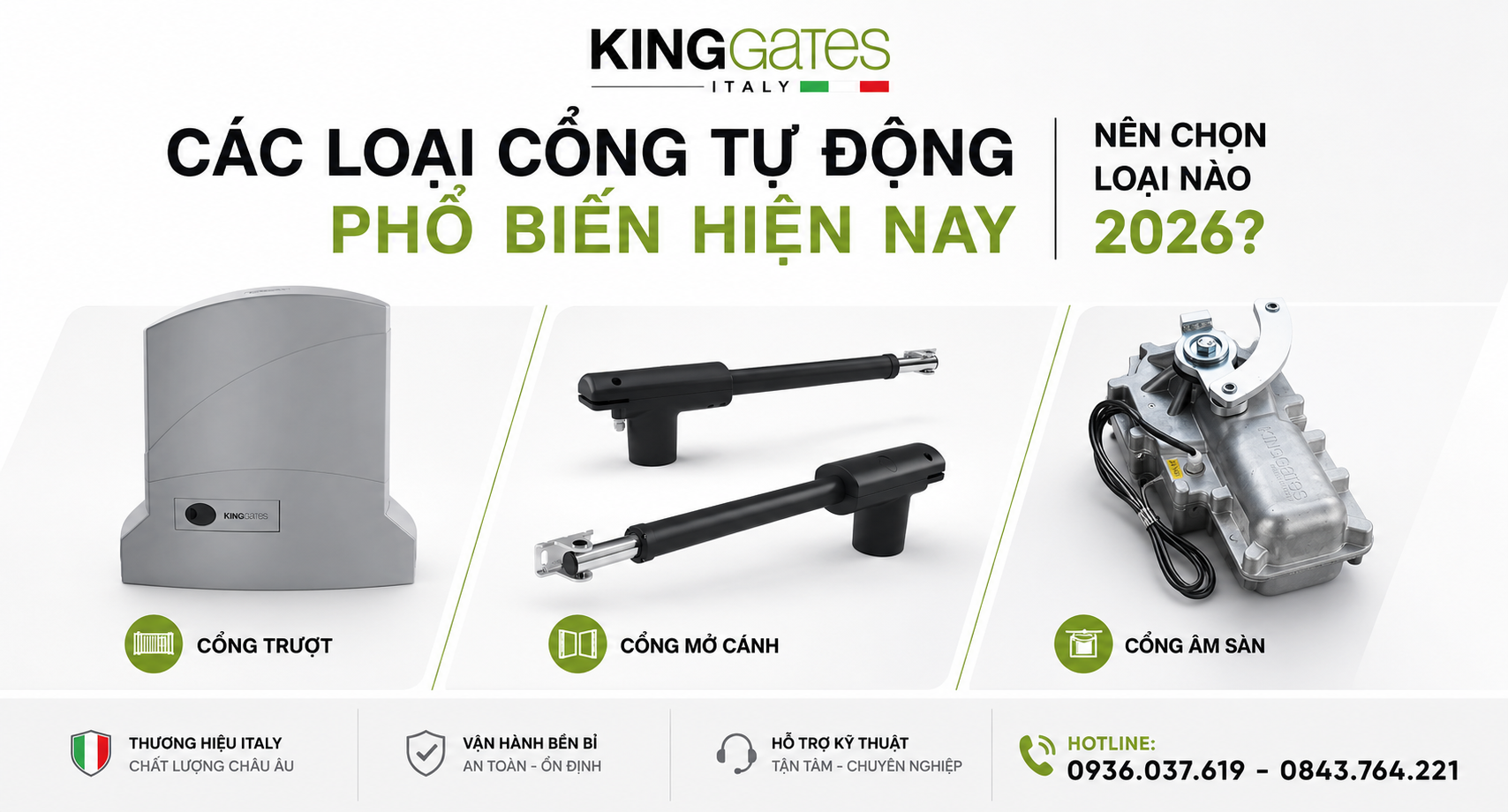 Các Loại Cổng Tự Động Phổ Biến Hiện Nay (Trượt, Mở Cánh, Âm Sàn) – Nên Chọn Loại Nào 2026?