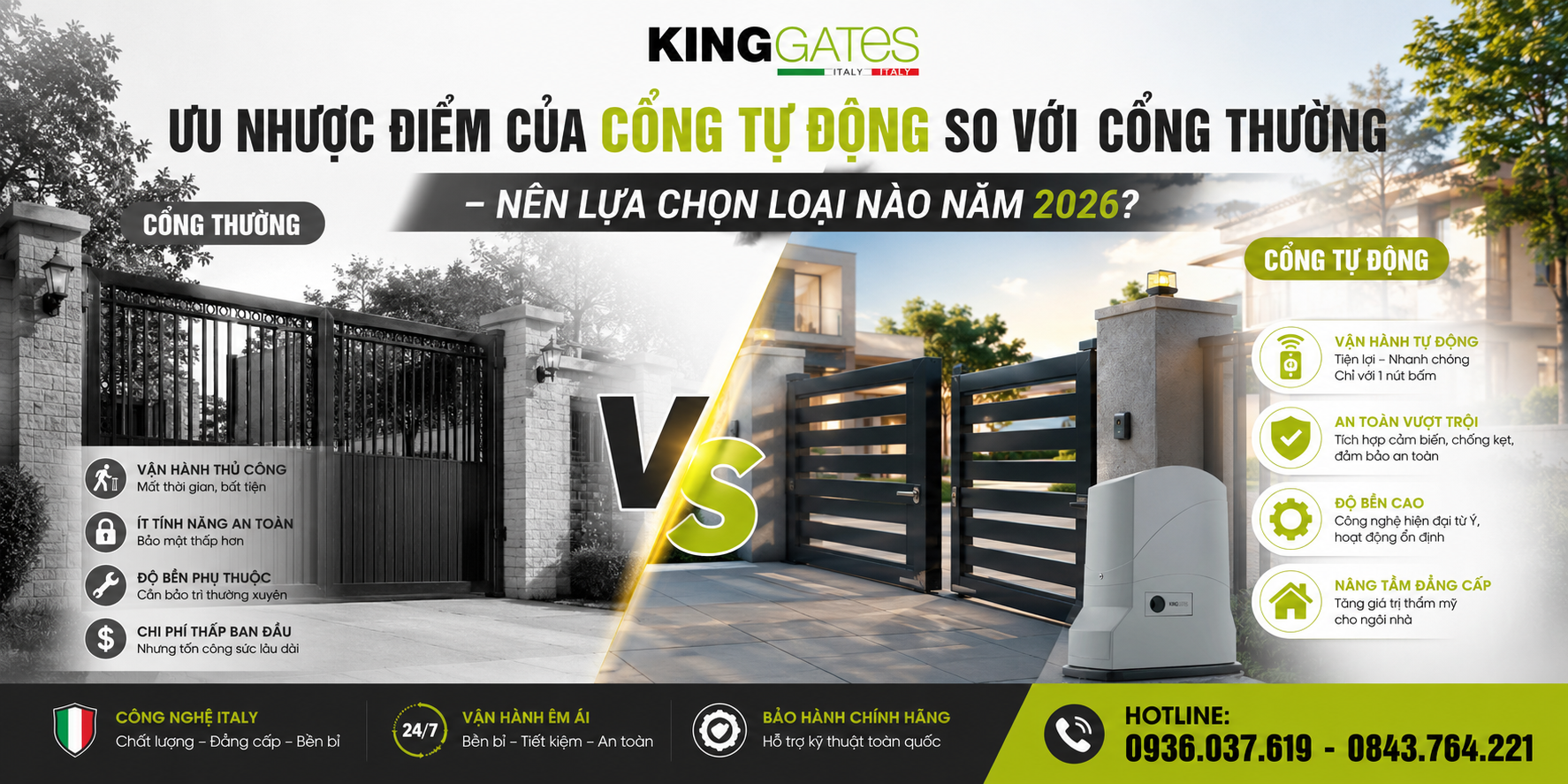 Ưu Nhược Điểm Của Cổng Tự Động So Với Cổng Thường – Nên Lựa Chọn Loại Nào Năm 2026?